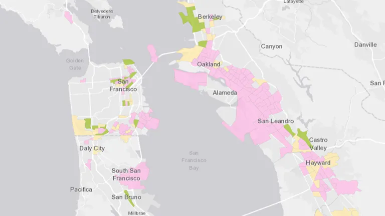 Map of Equity Priority Communities in the Bay Area.