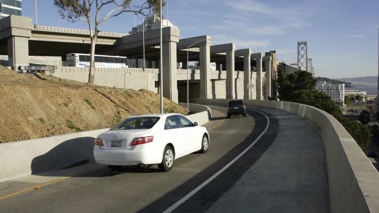  A car approaching the San Francisco-Oakland Bay Bridge