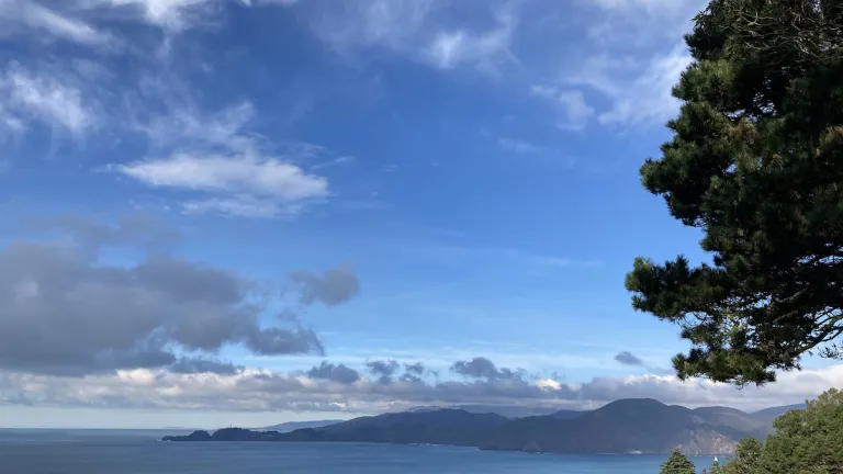 Blue sky and clouds over the Marin Headlands.