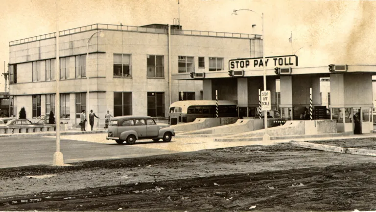 Archival photo of a toll plaza