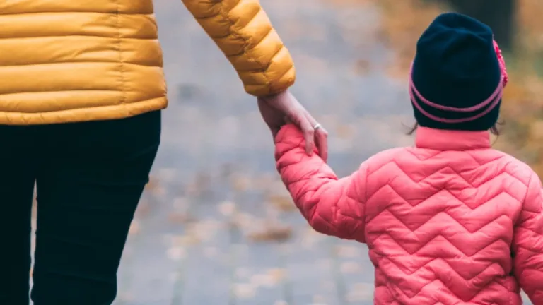 Parent hold child's hand