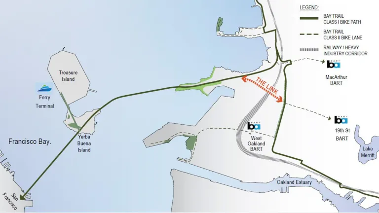 Area map indicating the location of the West Oakland Link.