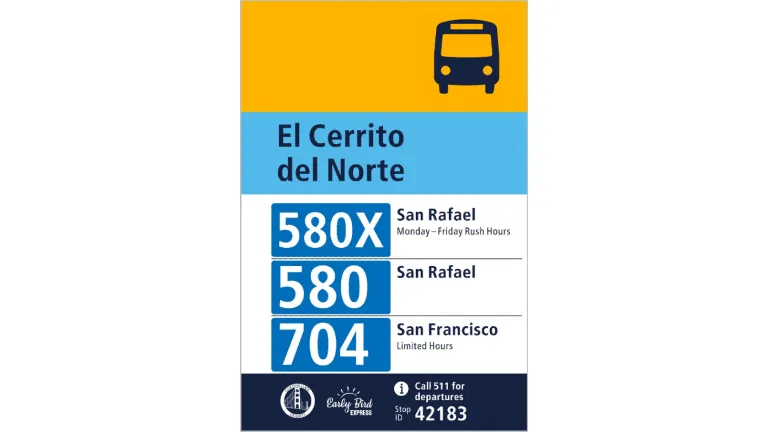 Prototype bus stop sign.