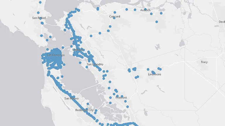 Screen capture of the Transit Priority Areas Map tool.