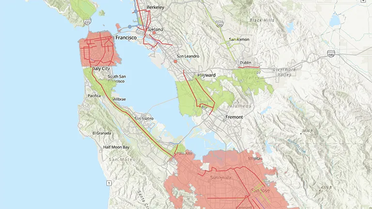 Screen capture of the interactive map tool.
