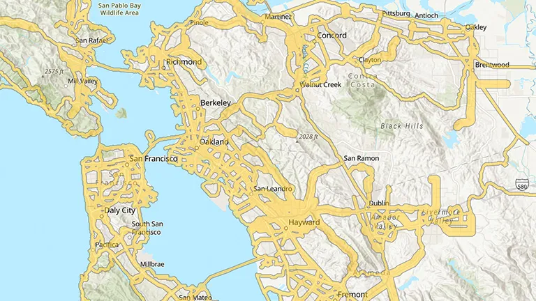 Screen capture of MTC's Active Transportation Map tool.