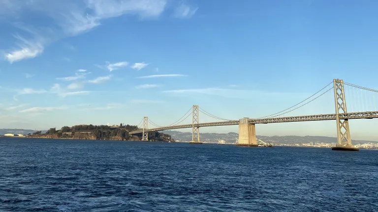 The San Francisco-Oakland Bay Bridge.