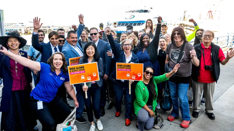 Participants in the 2025 Transit CEO Ride Along Transit Month event.