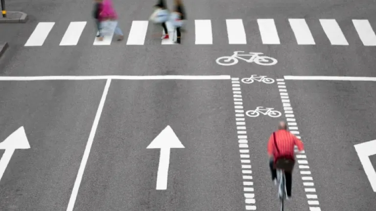 Street with crosswalk and bike lane