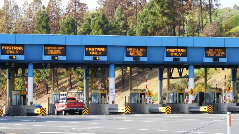Toll plaza at the Carquinez Bridge.