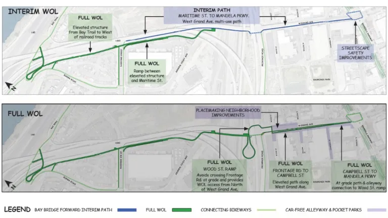 The Interim West Oakland Link map and the Full West Oakland Link map.