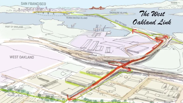 Illustration of the area map for the West Oakland Link project.