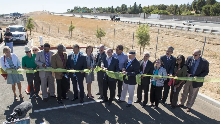 Dignitaries cut the ribbon