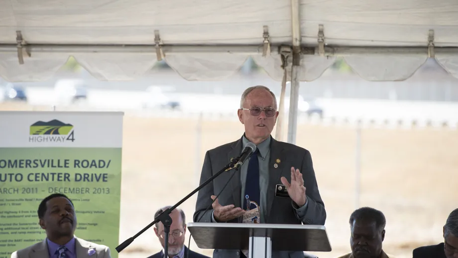 Ben Johnson, Mayor, City of Pittsburg, speaks at the event