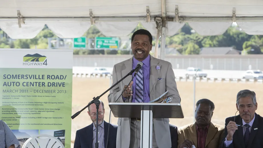 Wade Harper, Mayor, City of Antioch, speaks at the event
