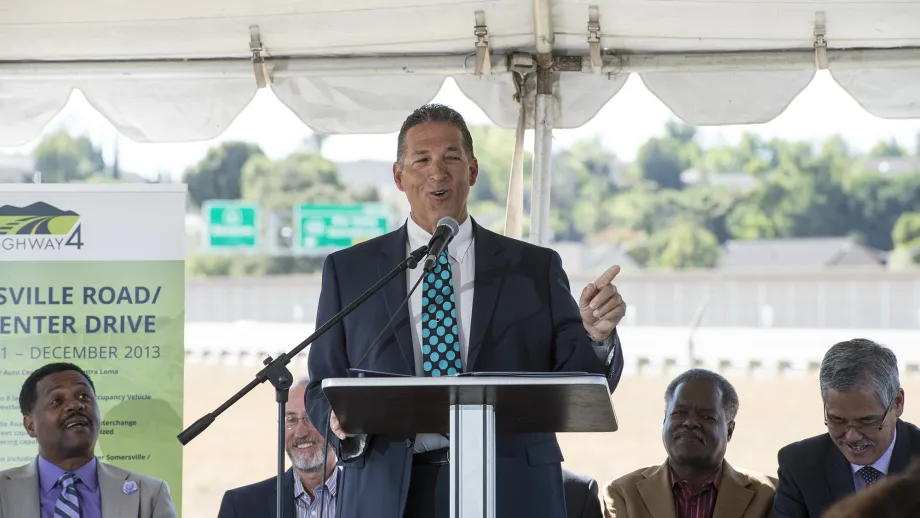 Jim Frazier, California State Assembly, 11th Assembly District, speaks at the event