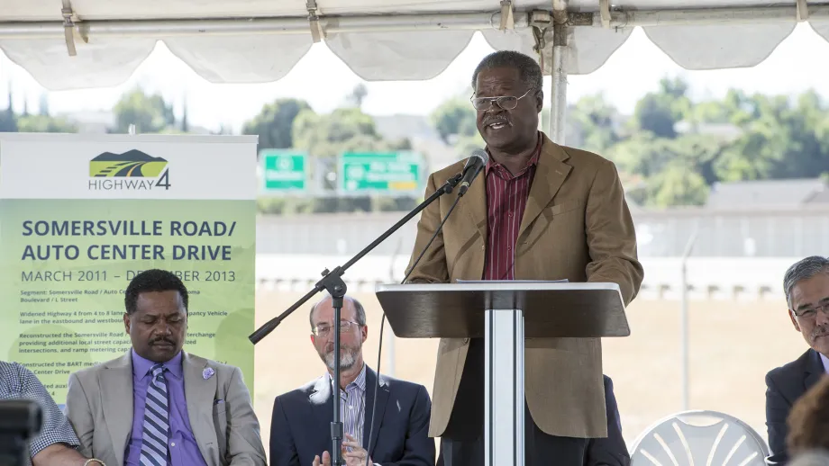Federal Glover, MTC Commissioner and&nbsp;Supervisor, Contra Costa County, District 5, speaks at the event
