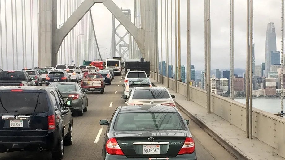 Traffic congestion on the San Francisco-Oakland Bay Bridge.