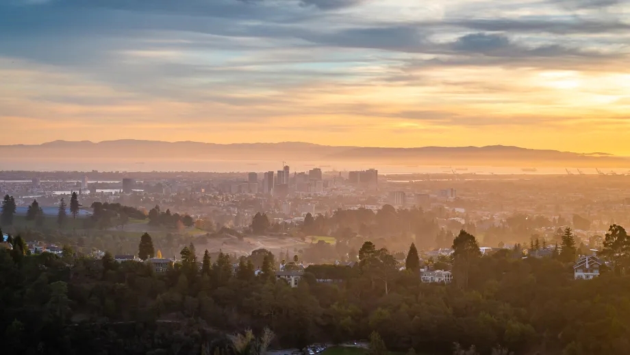 Sunset and fog in the Bay Area.