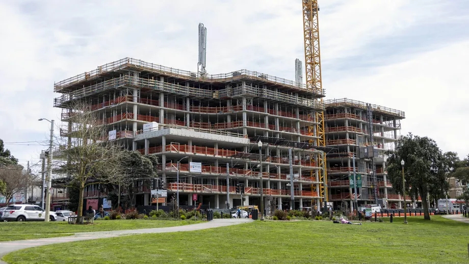 Construction of a 100% affordable housing apartment building in San Francisco at the corner of Haight Street and Stanyan Street, next to Golden Gate Park.