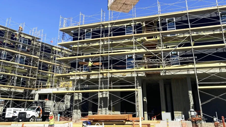Affordable modular homes under construction at Sango Court in Milpitas.