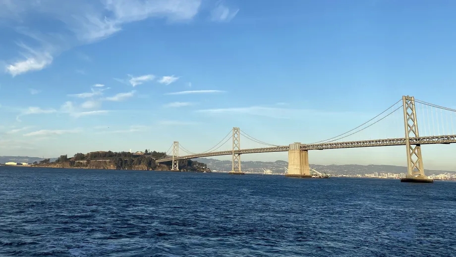 The San Francisco-Oakland Bay Bridge.