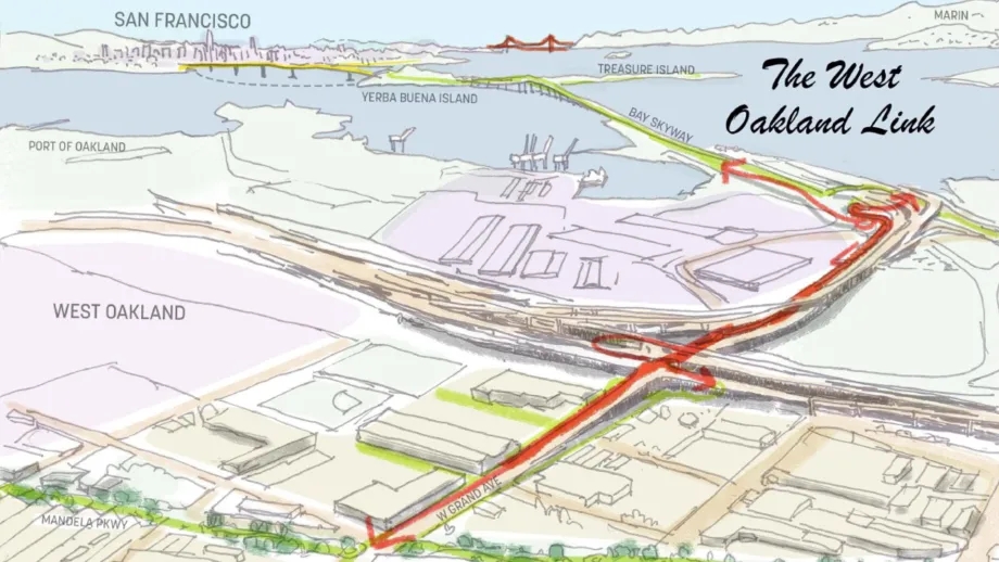 Illustration of the area map for the West Oakland Link project.